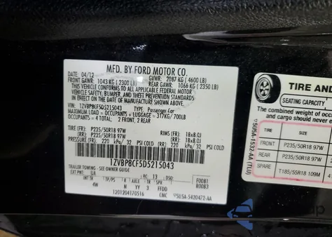 2013 Ford Mustang Gt z USA, uszkodzony, nr VIN 1ZVBP8CF5D5215043